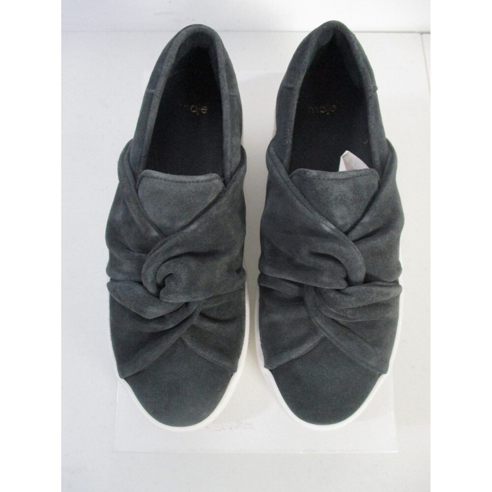 Maje Women's Knotted suede high-top sneakers Flats Grey NIB 495 Sz 36